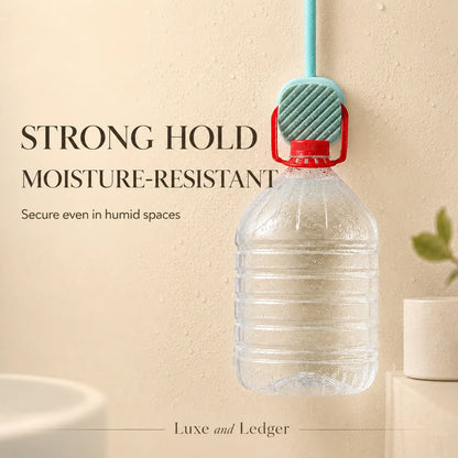 Moisture-resistant product securing a water bottle with text on a beige background