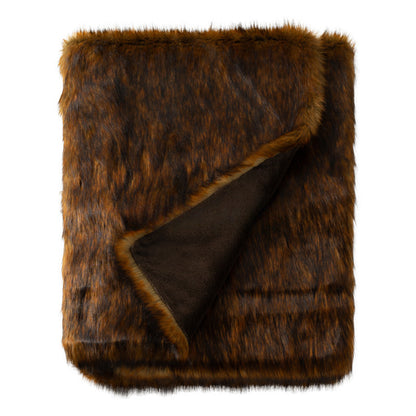 Brown faux fur blanket on a white background