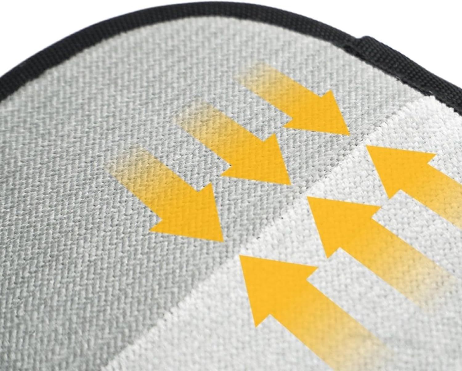 Close-up of a gray surface with yellow arrows pointing in different directions.