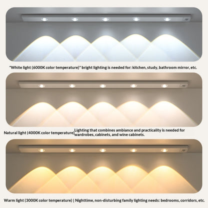 Three different light color temperature options with corresponding descriptions.