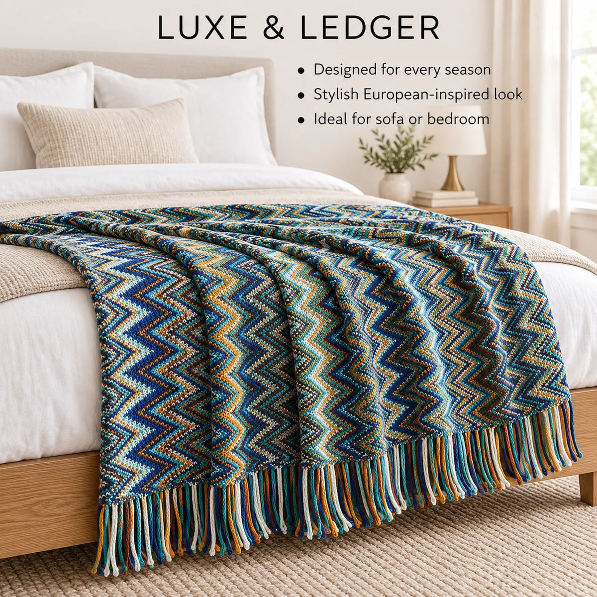 BOHEMIAN KNITTED THROW BLANKET