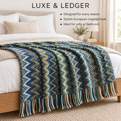 BOHEMIAN KNITTED THROW BLANKET