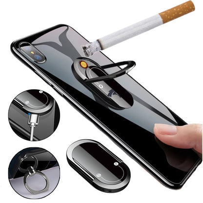 Phone case with built-in lighter and cigarette holder on a white background