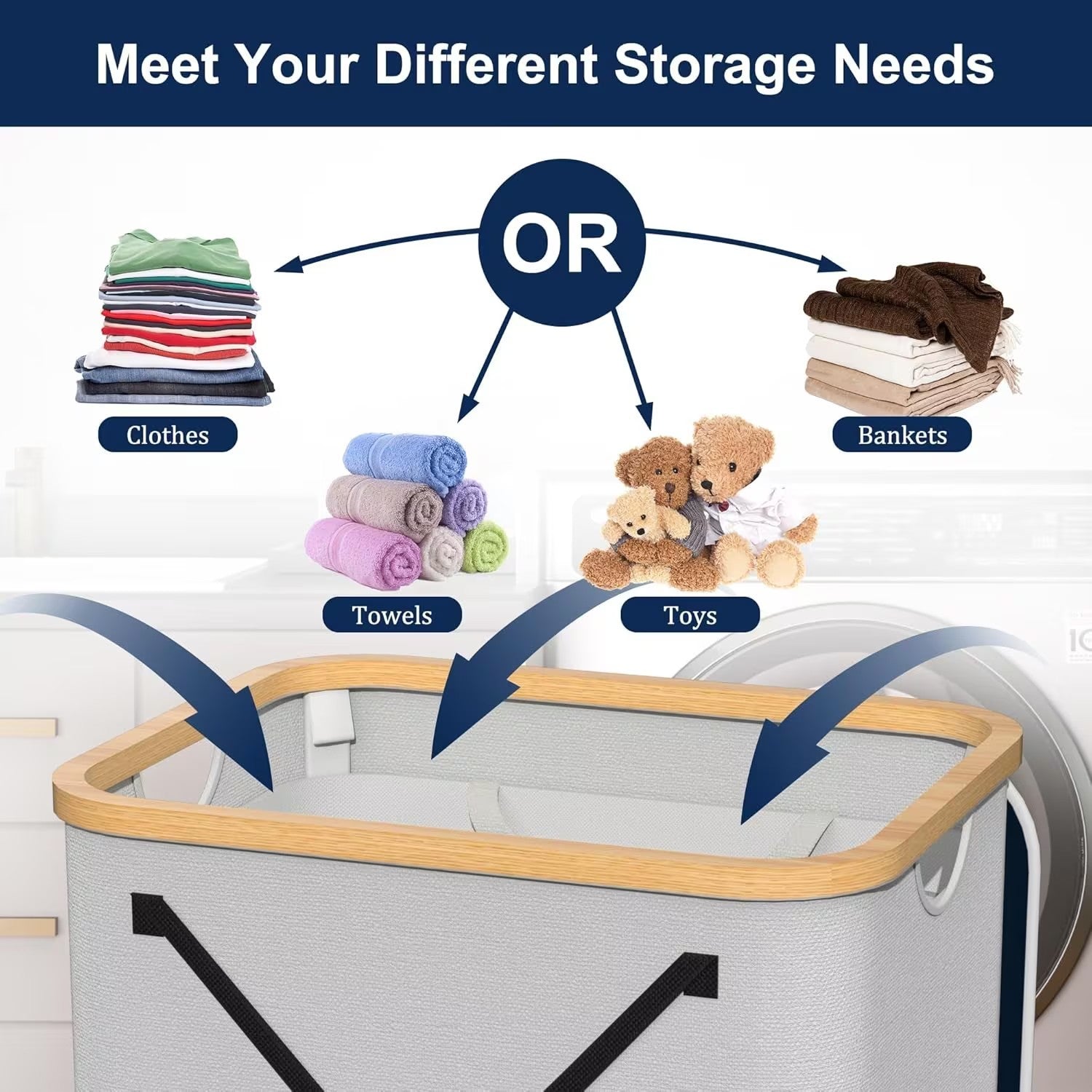 LAUNDRY HAMPER WITH LID 100L