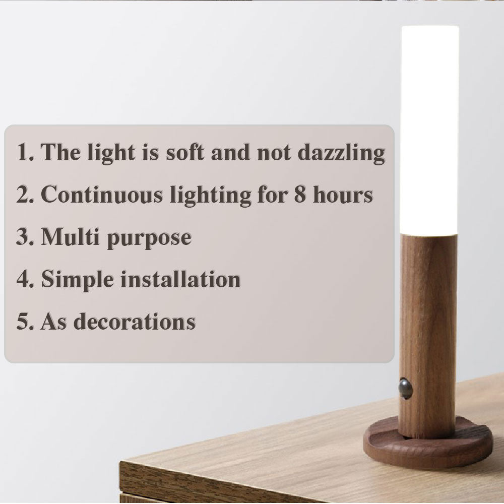 Wooden lamp with text on a light background