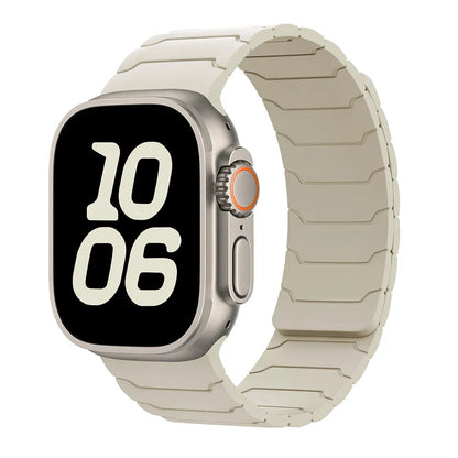 Smartwatch with a beige band on a white background