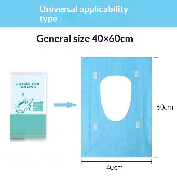 Disposable toilet seat cover packaging with dimensions 40x60cm on a white background