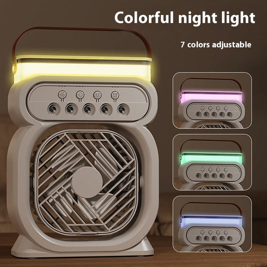 Colorful night light with adjustable colors on a wooden surface