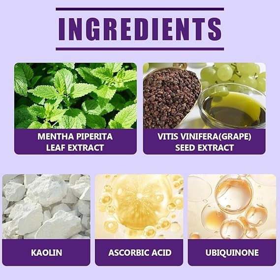 List of ingredients with corresponding images and labels on a purple background