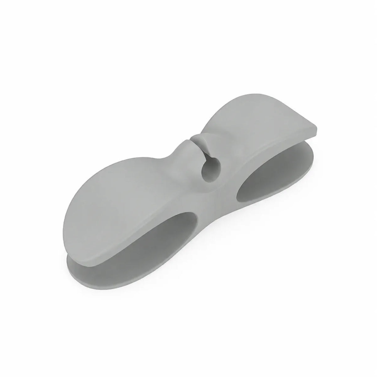 A light gray silicone baby bottle clip or carrier accessory, shown on a clean white background.