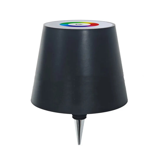 Black outdoor lamp with a colorful top on a white background