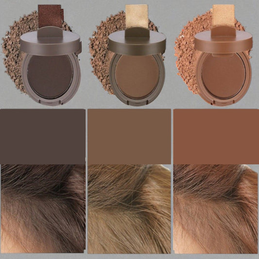 Waterproof Hairline Powder – 3 Brown Shades – Color Swatches and Hair Application Examples
