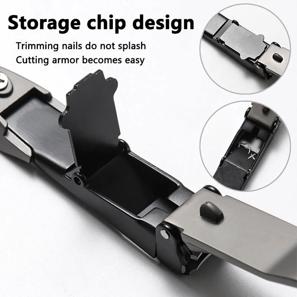Nail clipper with storage chip design on a white background
