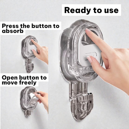 Clear plastic device with a button being pressed and opened on a light gray background