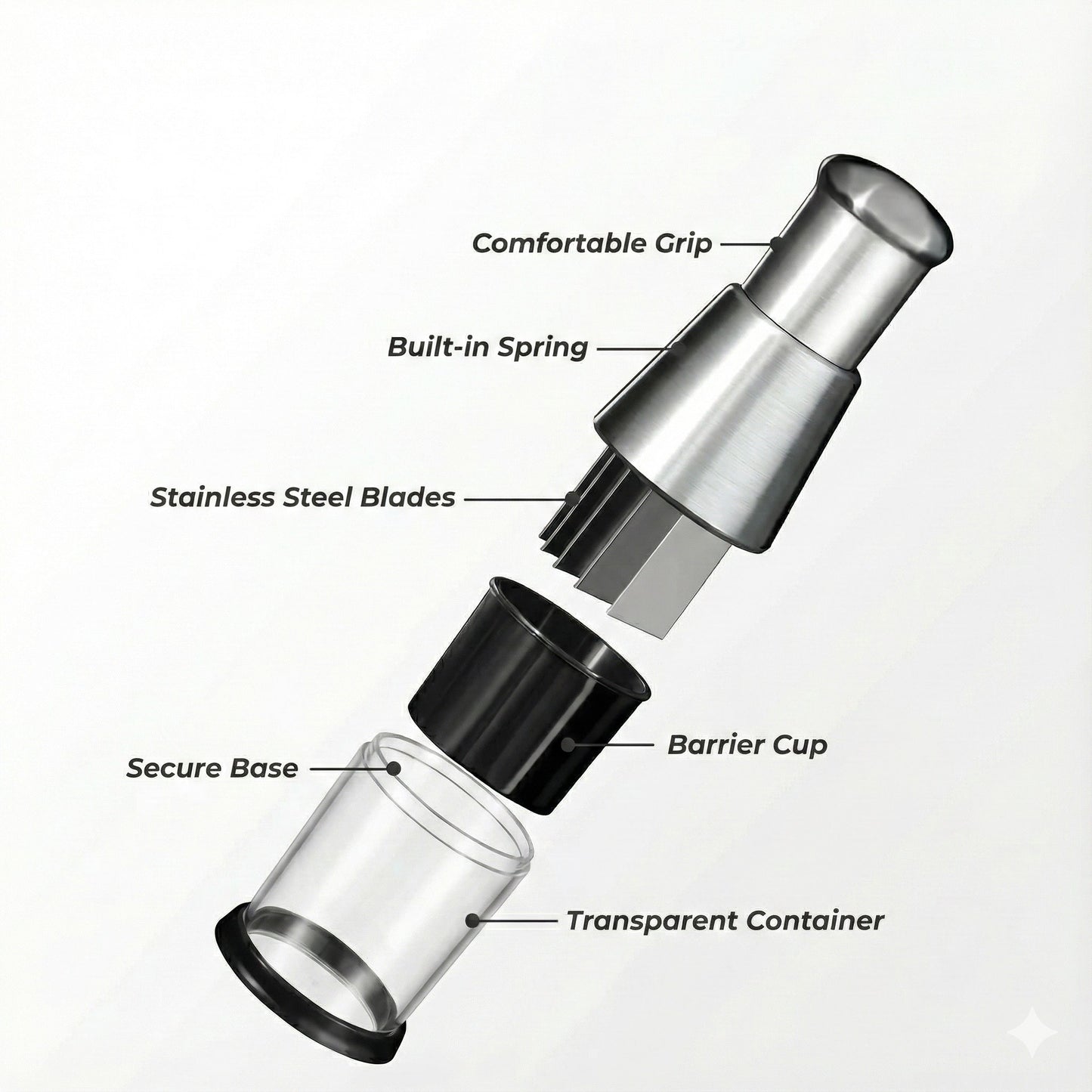 Diagram of a bottle cap with labeled parts on a white background