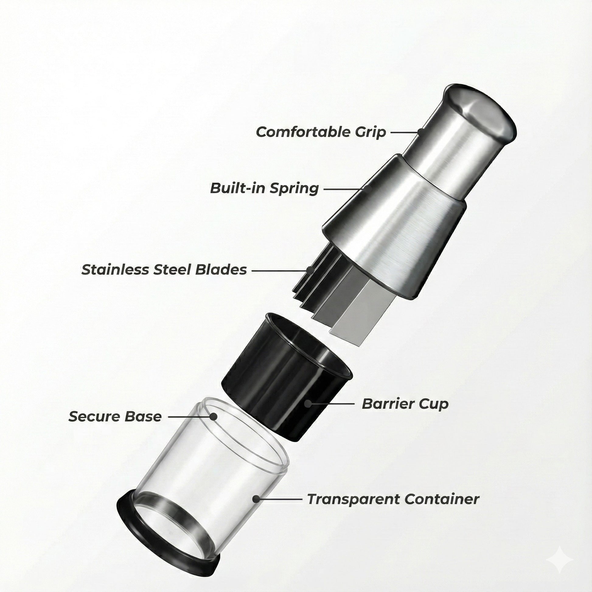 Diagram of a bottle cap with labeled parts on a white background