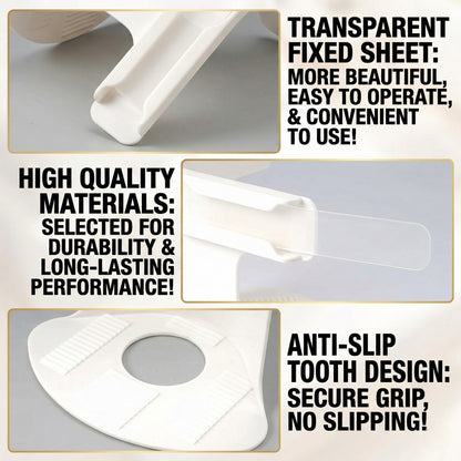 Transparent fixed sheet with text highlighting features on a gray background