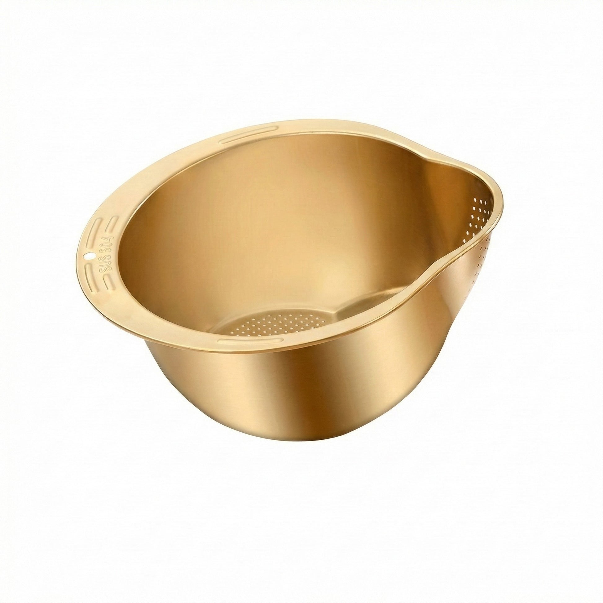 Gold-colored basin on a white background