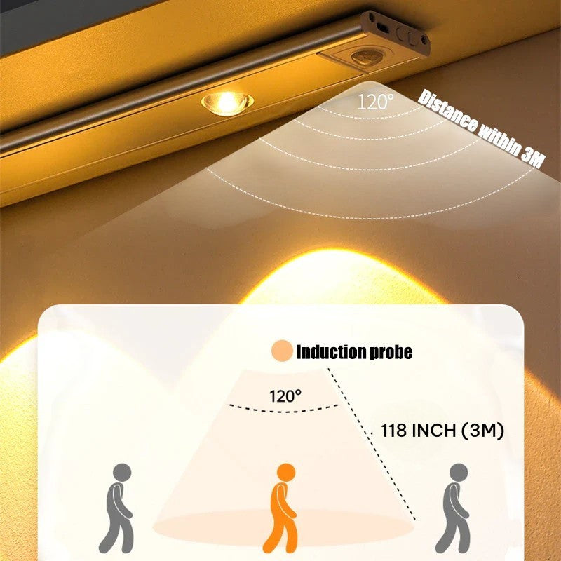 Induction light sensor in a car with distance and probe illustration.