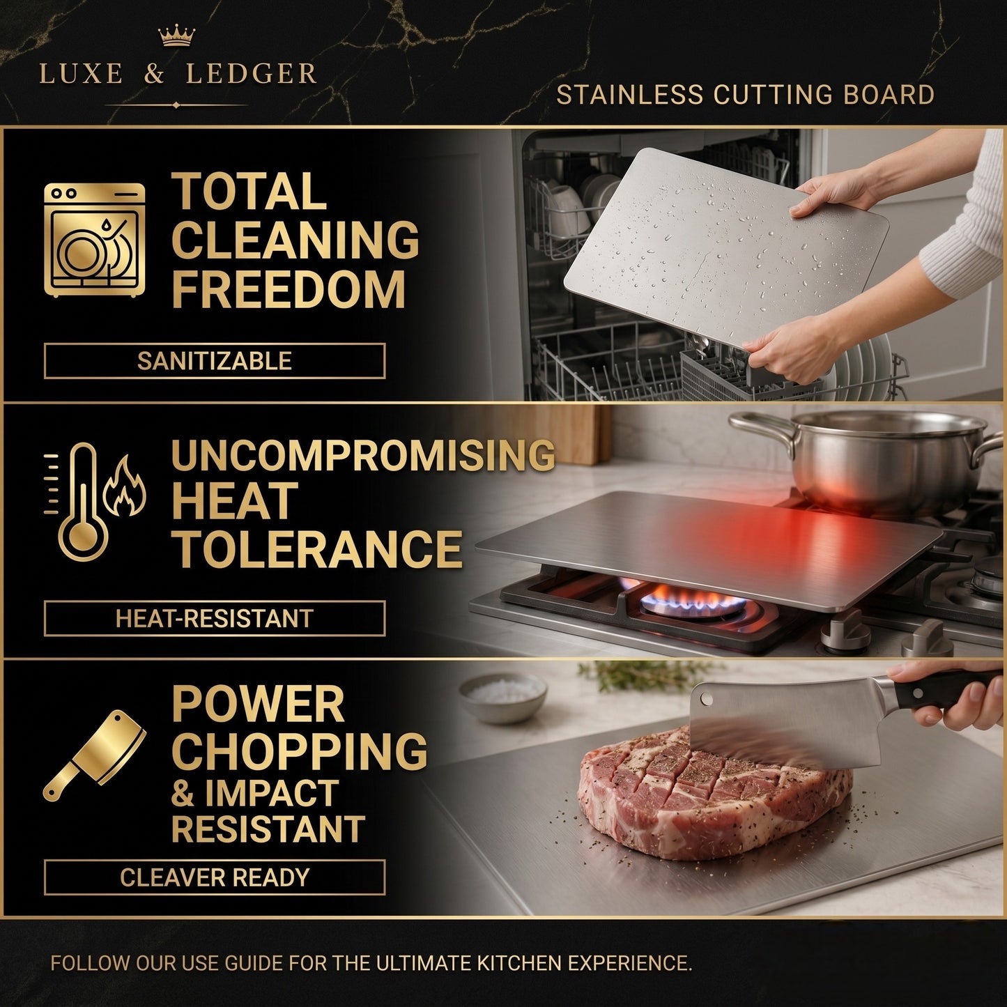 HYGIENIC STAINLESS CUTTING BOARD