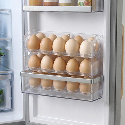 Egg holder with eggs inside a refrigerator