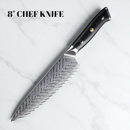 PROFESSIONAL DAMASCUS KITCHEN KNIFE SET – FISH BONE PATTERN