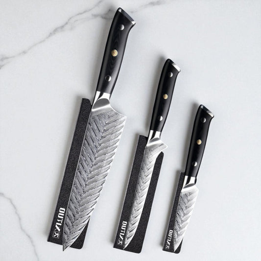 PROFESSIONAL DAMASCUS KITCHEN KNIFE SET – FISH BONE PATTERN