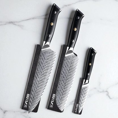PROFESSIONAL DAMASCUS KITCHEN KNIFE SET – FISH BONE PATTERN